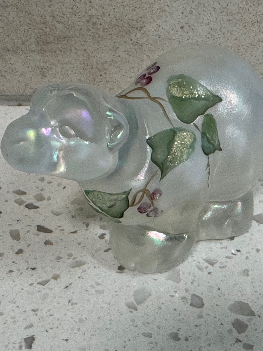 NWT Fenton French Opal Iridized Hand Painted Polar Bear